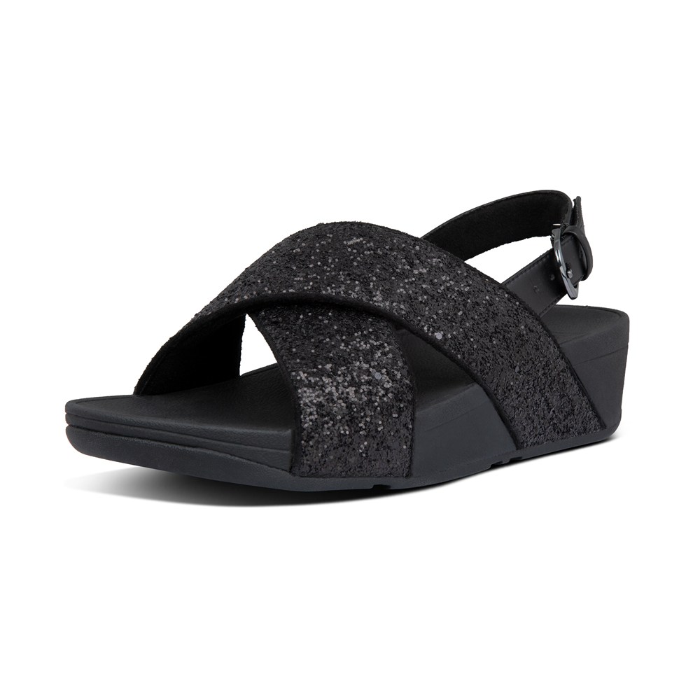 Fitflop Womens Sandals Black - Lulu Glitter Back-strap - 84BSCMNVR